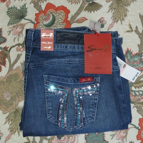 SEVEN7 blue JEANS w/ 7 Pocket Design Sz 10 P - Picture 2 of 9